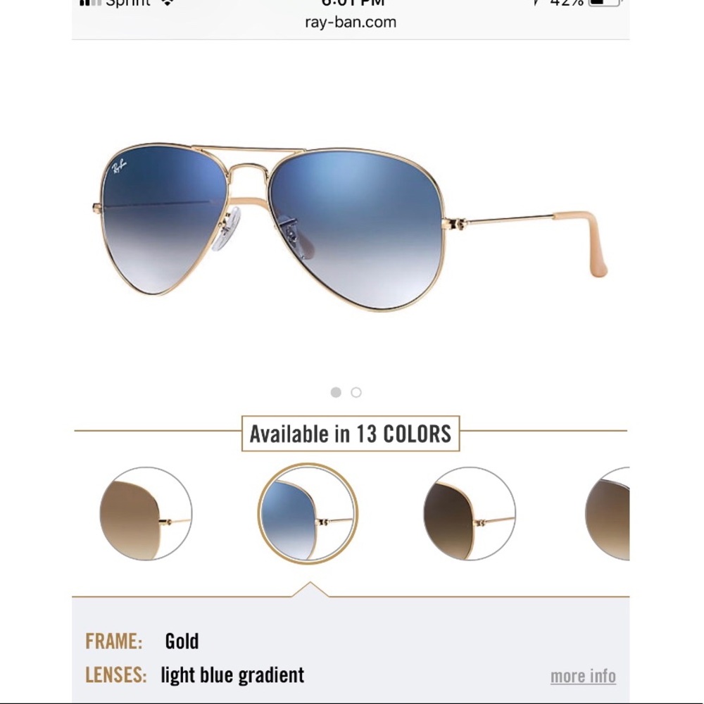 Large aviator Size 62 Raybans